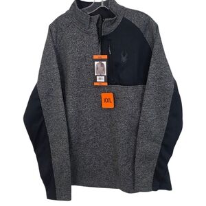 Spyder 1/4 Zip Sweatshirt Pullover NEW Black Gray Mens XXL Softshell Jacket